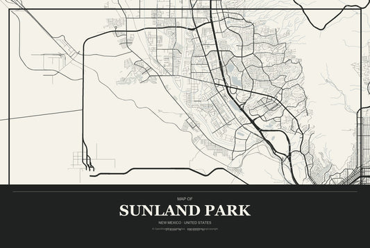 Sunland Park, New Mexico City Map Aluminum Sign in Museum Plaque style