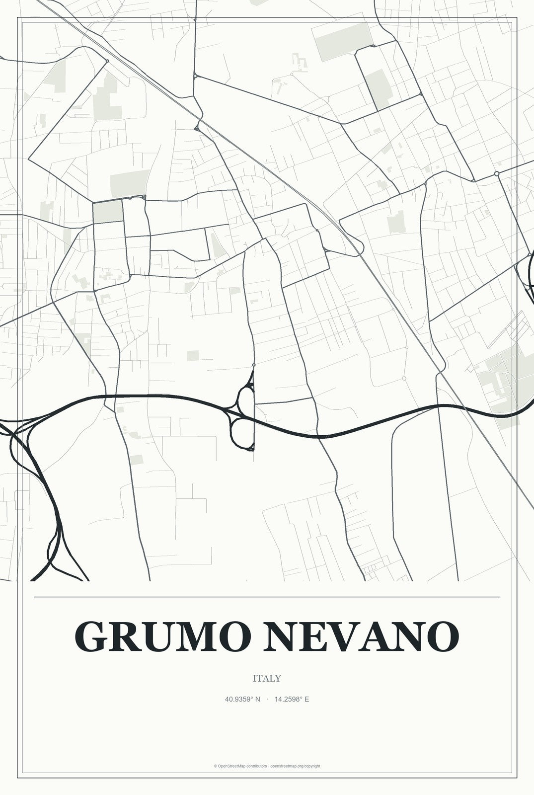 Grumo Nevano, Italy City Map Aluminum Sign in Gallery Air style