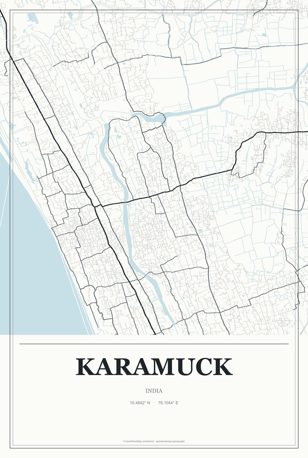 Karamuck, India City Map Aluminum Sign in Gallery Air style