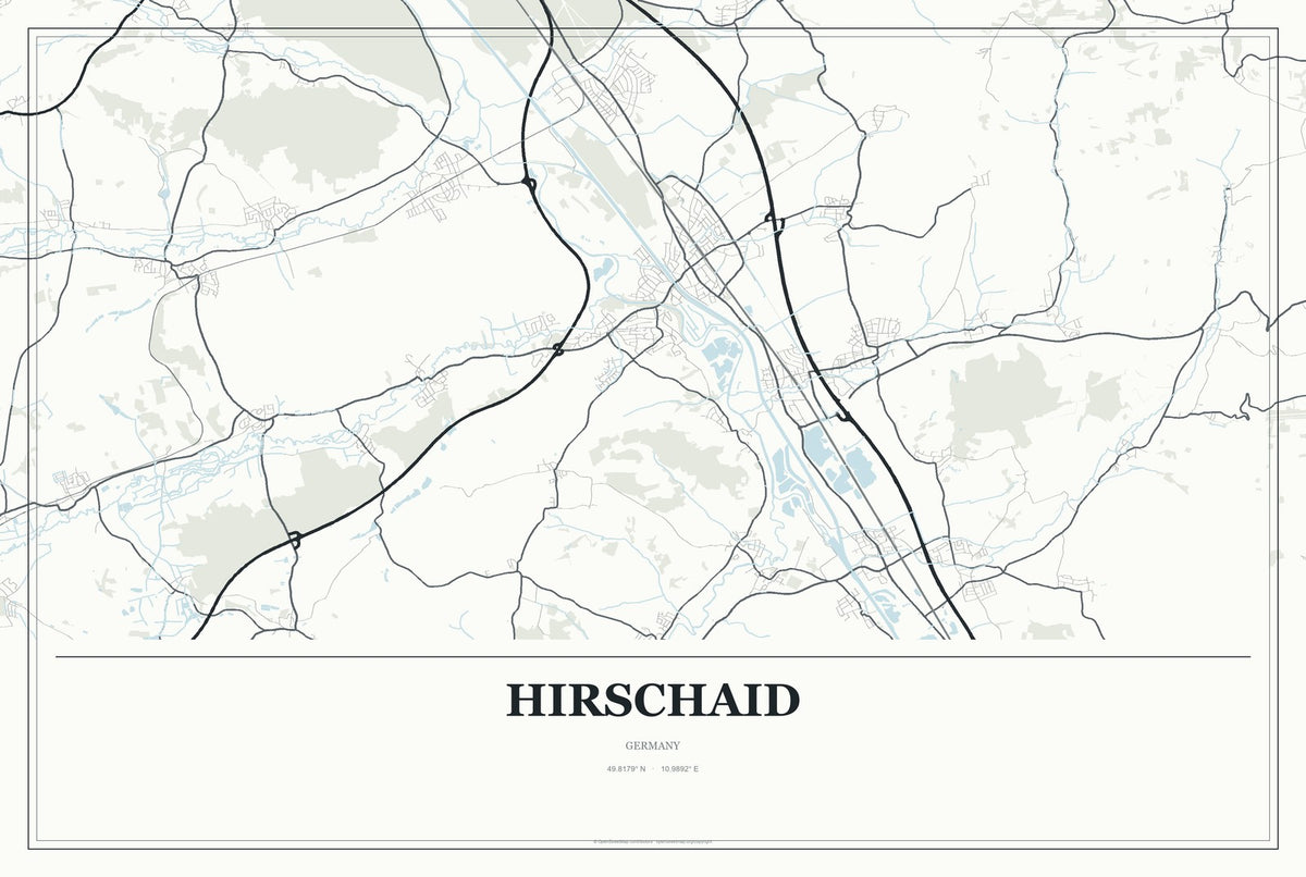 Hirschaid, Germany City Map Aluminum Sign in Gallery Air style