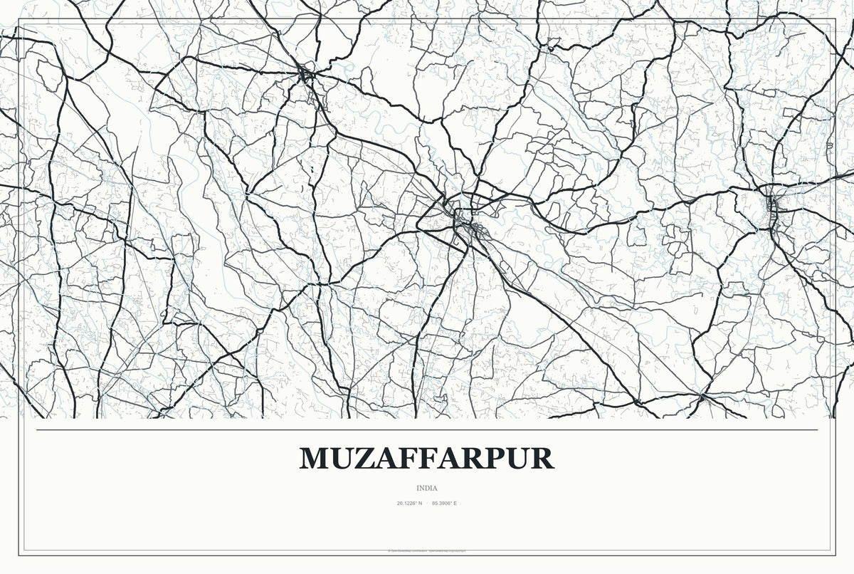 Muzaffarpur, India City Map Aluminum Sign in Gallery Air style