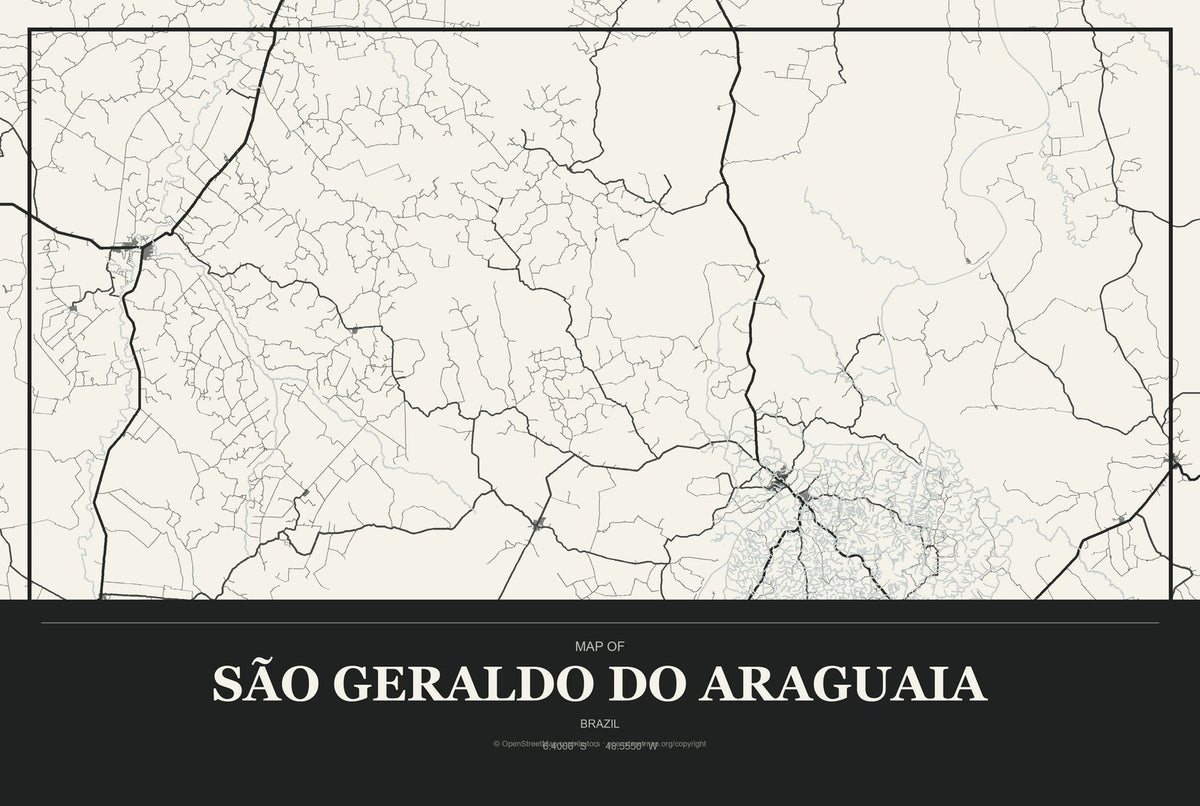 São Geraldo do Araguaia, Brazil City Map Aluminum Sign in Museum Plaque style