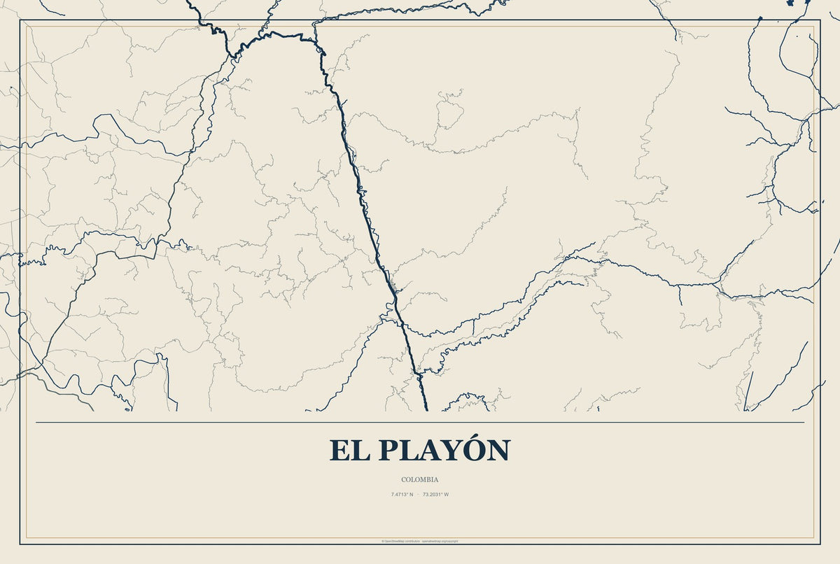 El Playón, Colombia City Map Aluminum Sign in Coastal Cutout style