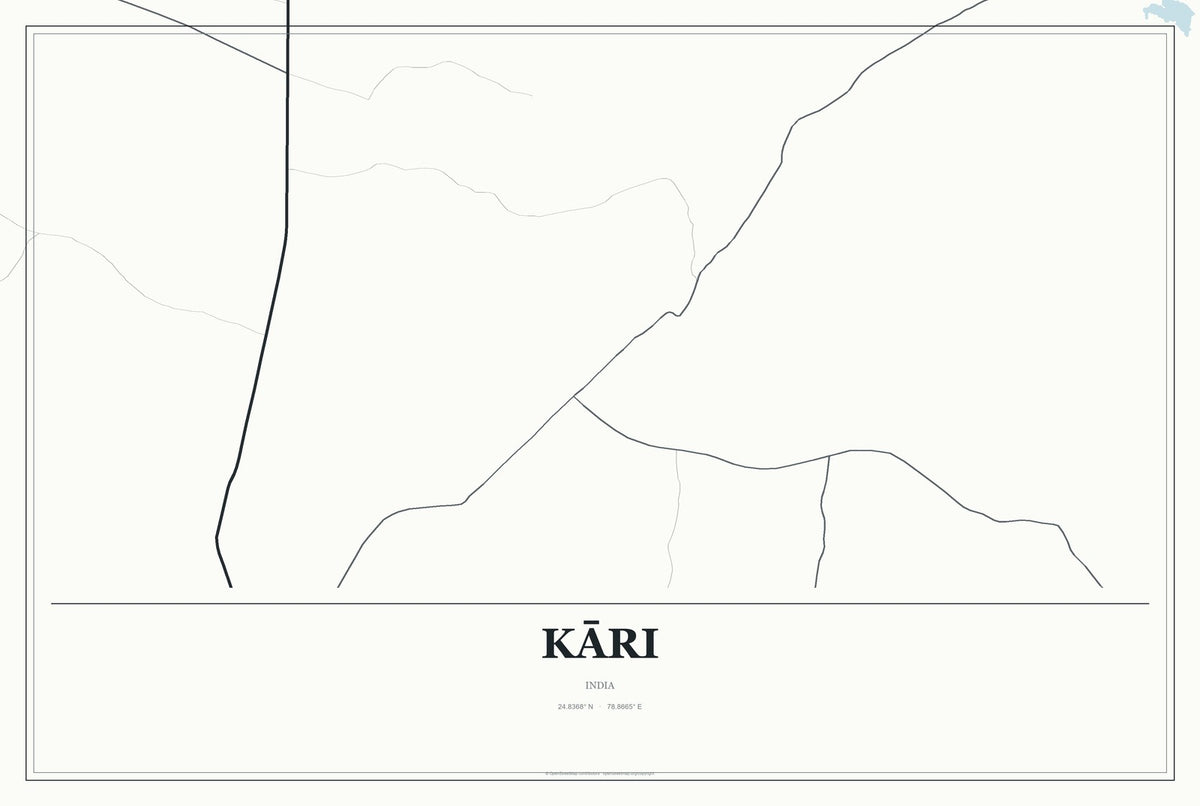 Kāri, India City Map Aluminum Sign in Gallery Air style