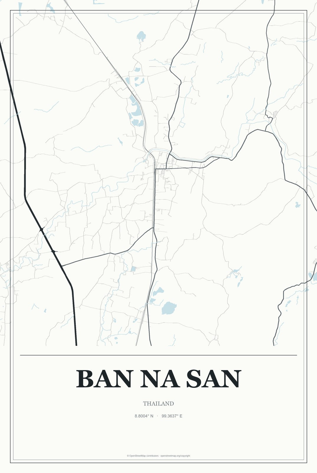 Ban Na San, Thailand City Map Aluminum Sign in Gallery Air style