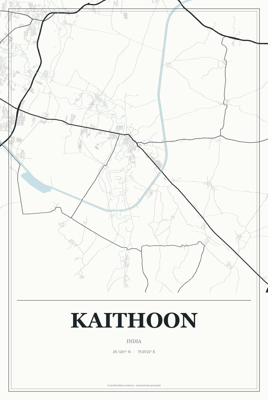 Kaithoon, India City Map Aluminum Sign in Gallery Air style