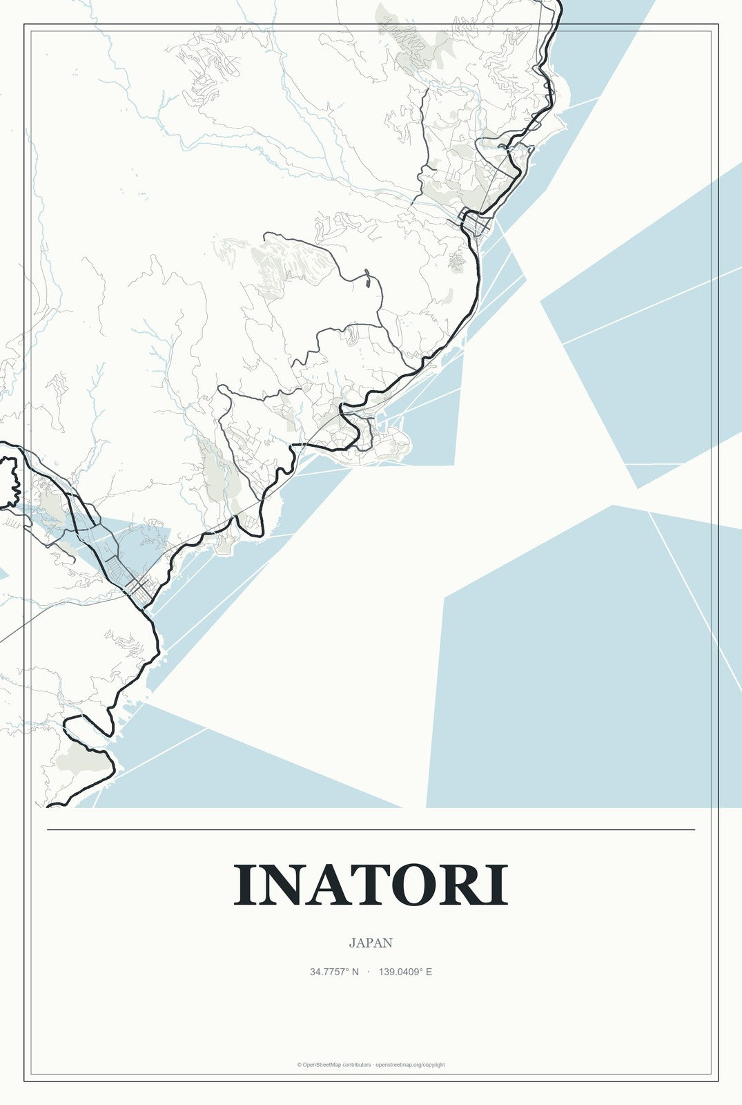 Inatori, Japan City Map Aluminum Sign in Gallery Air style