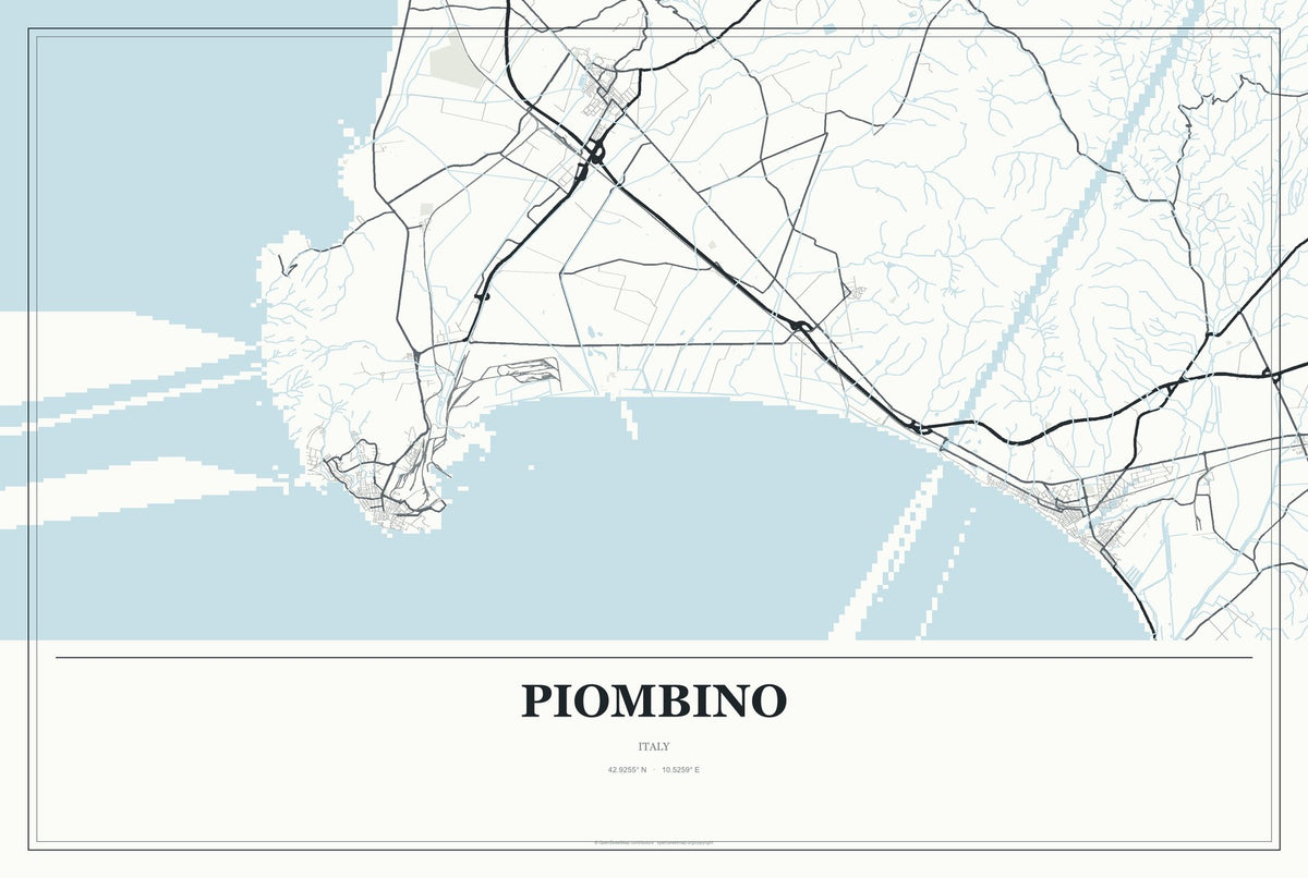 Piombino, Italy City Map Aluminum Sign in Gallery Air style