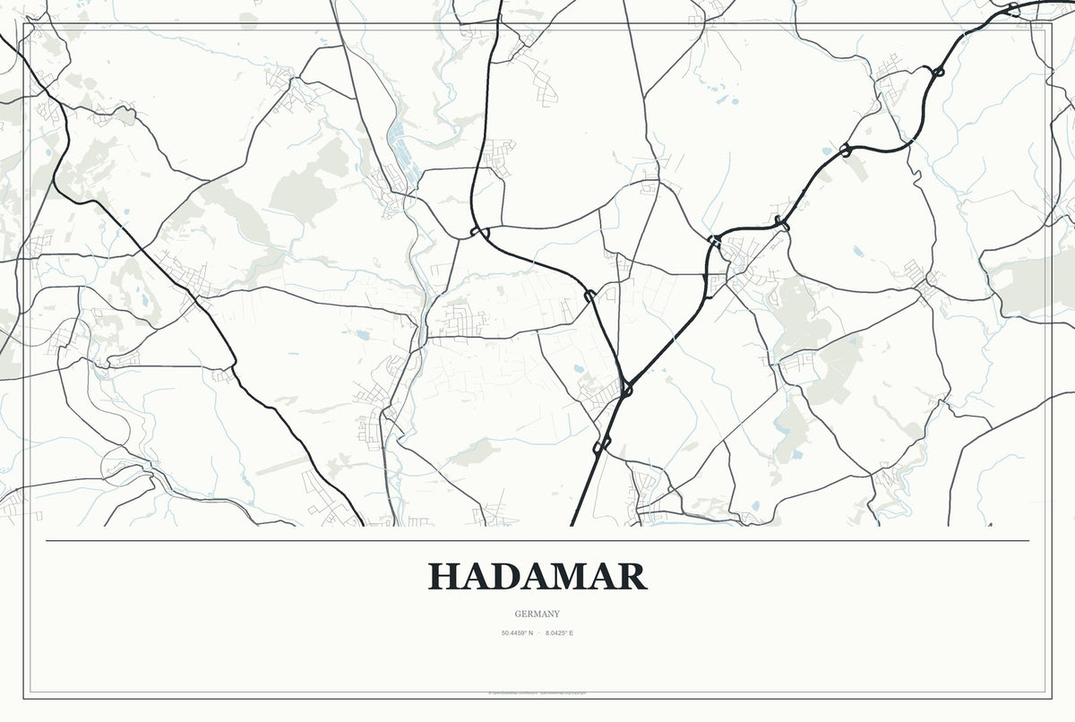 Hadamar, Germany City Map Aluminum Sign in Gallery Air style