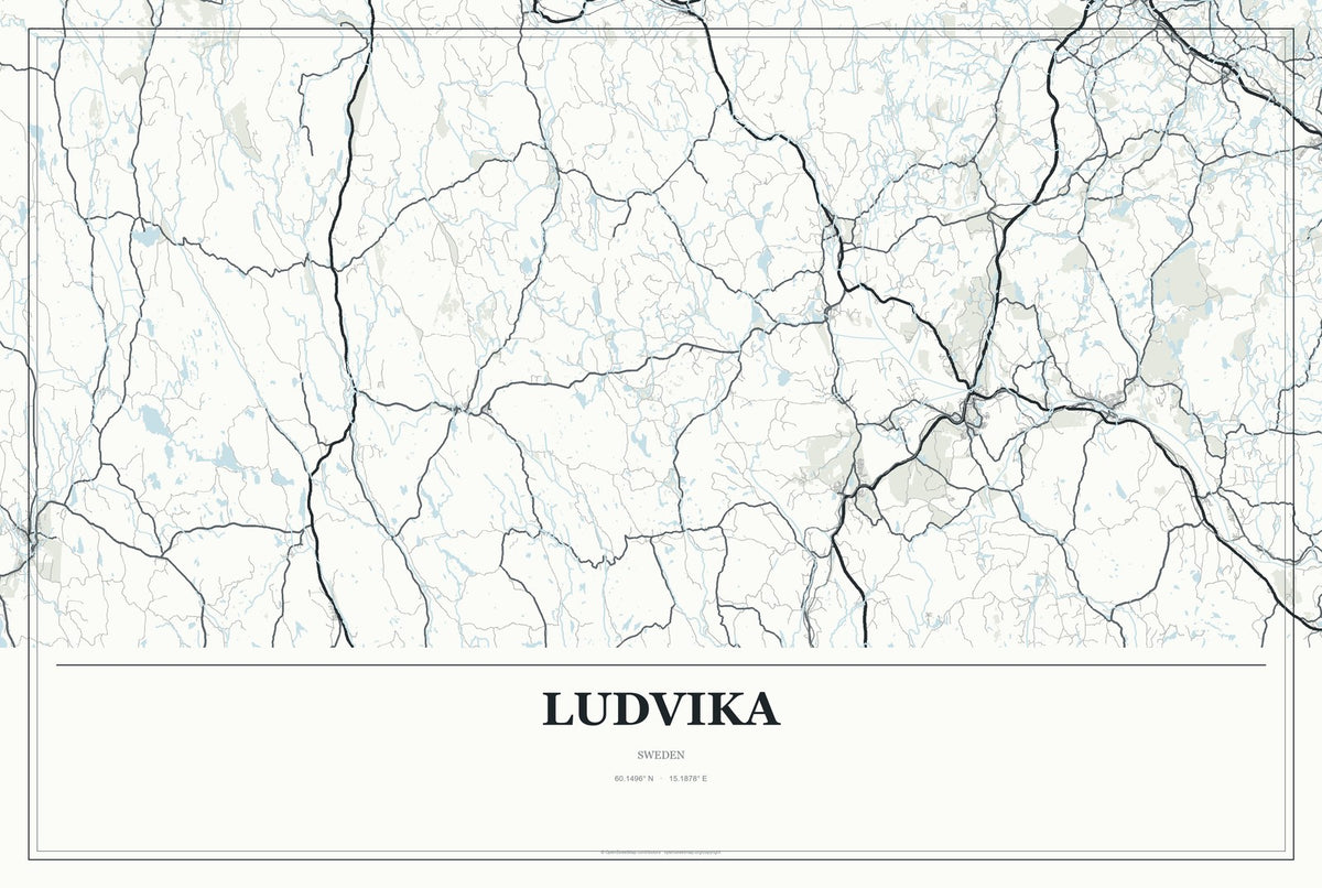 Ludvika, Sweden City Map Aluminum Sign in Gallery Air style