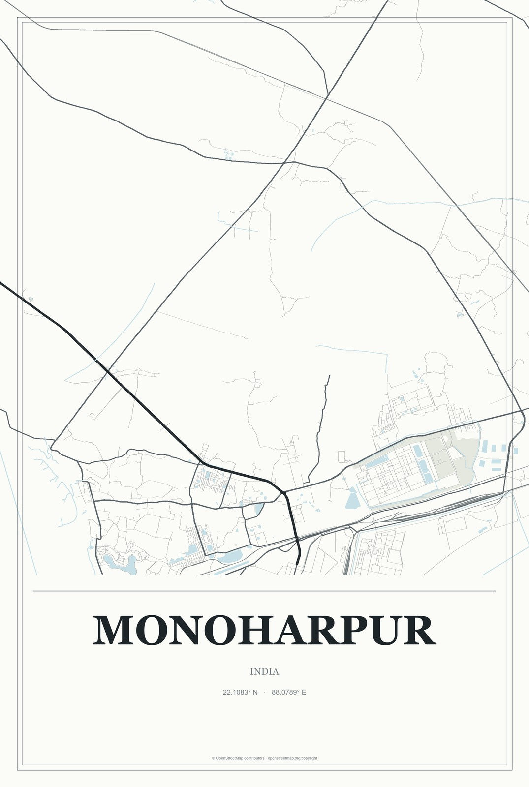Monoharpur, India City Map Aluminum Sign in Gallery Air style