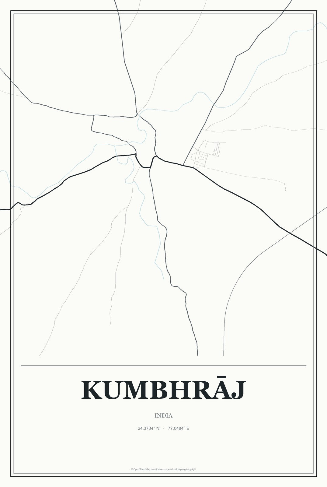 Kumbhrāj, India City Map Aluminum Sign in Gallery Air style