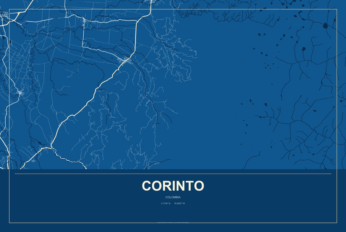 Corinto, Colombia City Map Aluminum Sign in Harbor Cobalt style