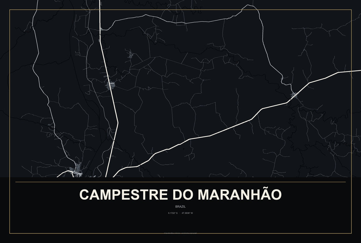 Campestre do Maranhão, Brazil City Map Aluminum Sign in Metropolitan Noir style