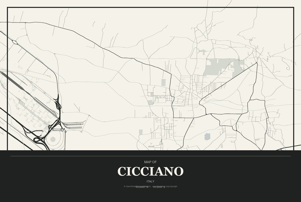 Cicciano, Italy City Map Aluminum Sign in Museum Plaque style
