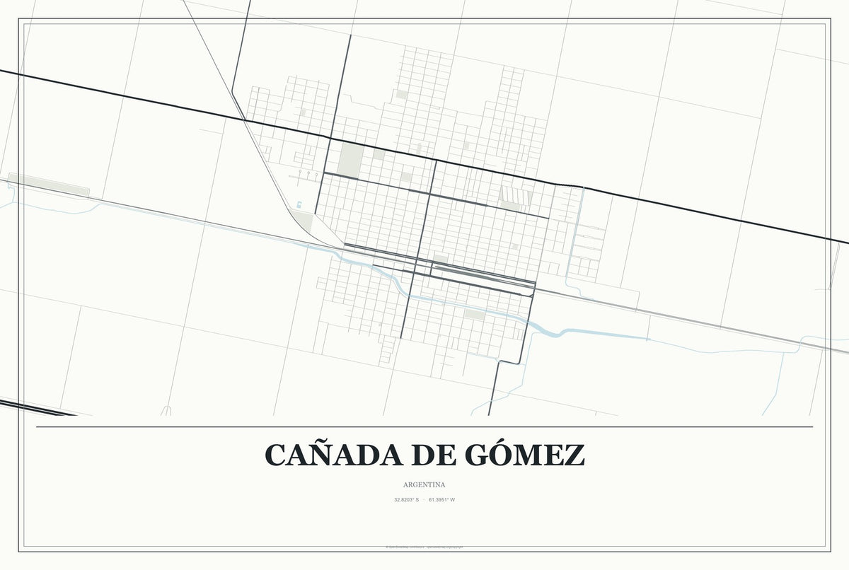 Cañada de Gómez, Argentina City Map Aluminum Sign in Gallery Air style