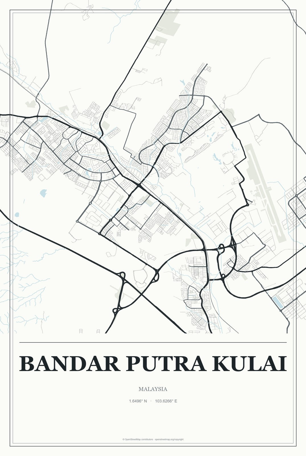 Bandar Putra Kulai, Malaysia City Map Aluminum Sign in Gallery Air style