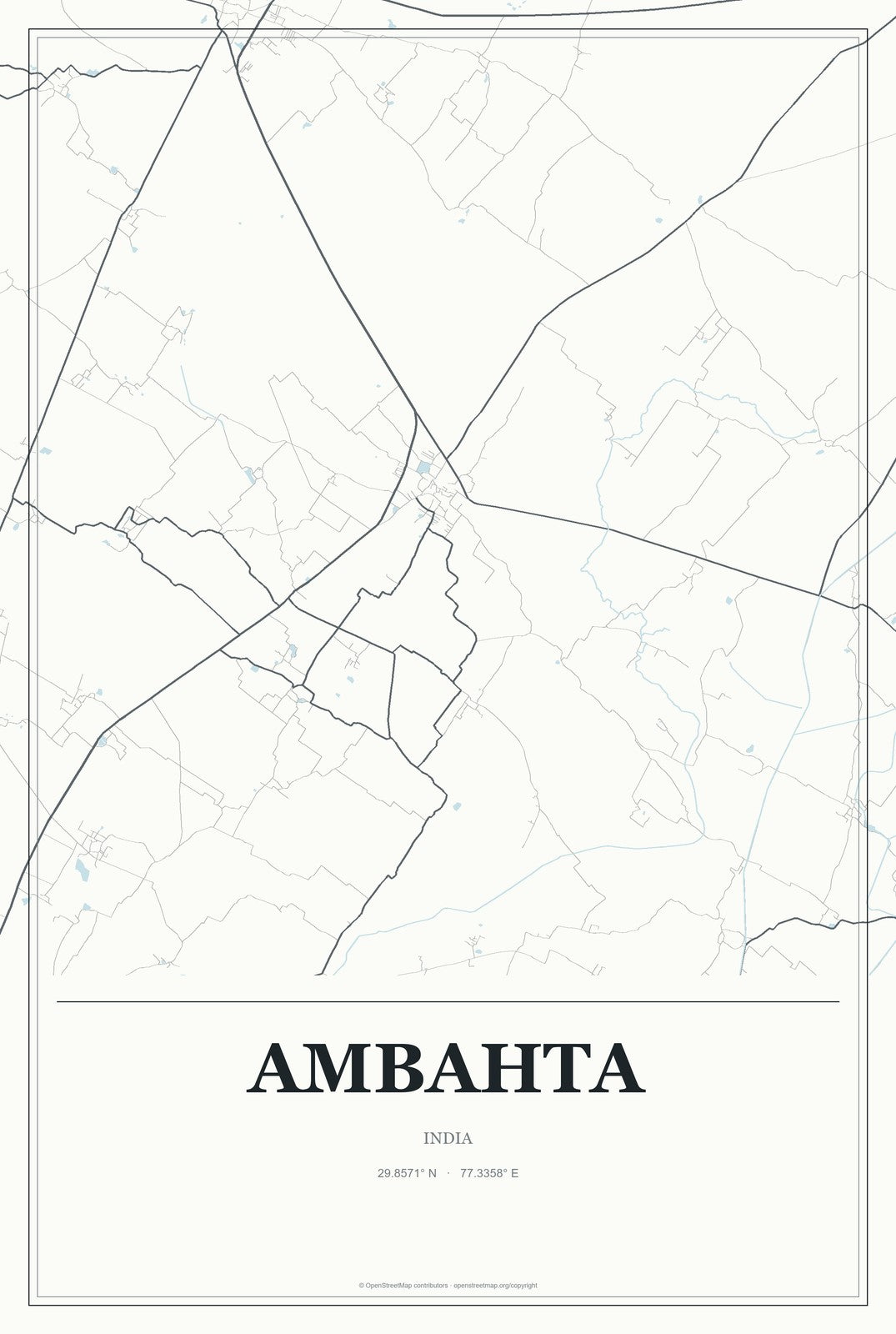 Ambahta, India City Map Aluminum Sign in Gallery Air style