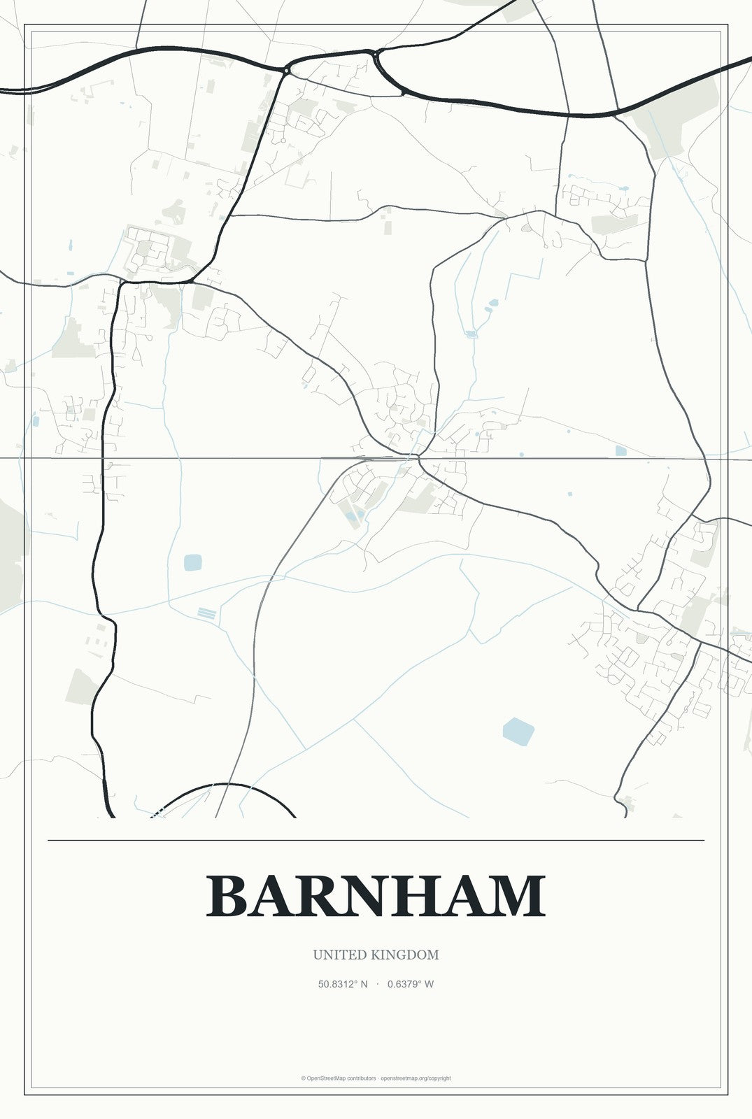 Barnham, United Kingdom City Map Aluminum Sign in Gallery Air style