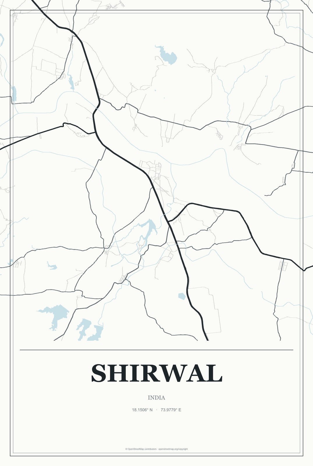 Shirwal, India City Map Aluminum Sign in Gallery Air style