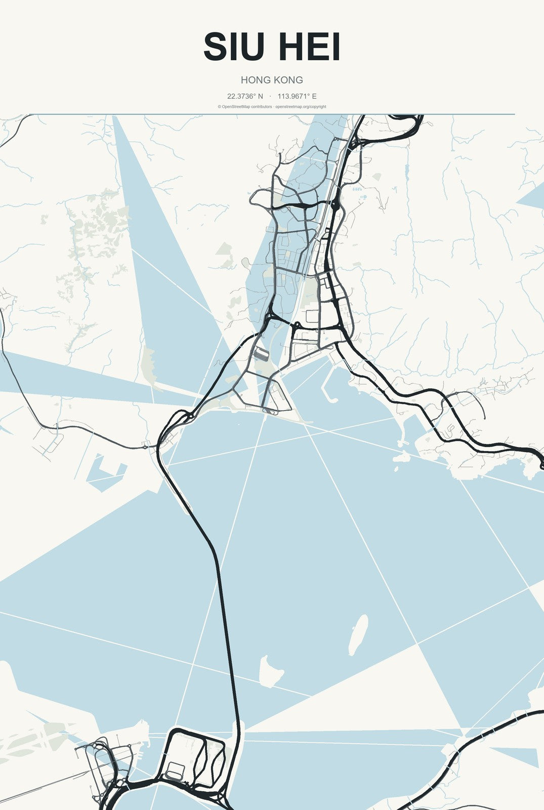 Siu Hei, Hong Kong City Map Aluminum Sign in Headline Atlas style