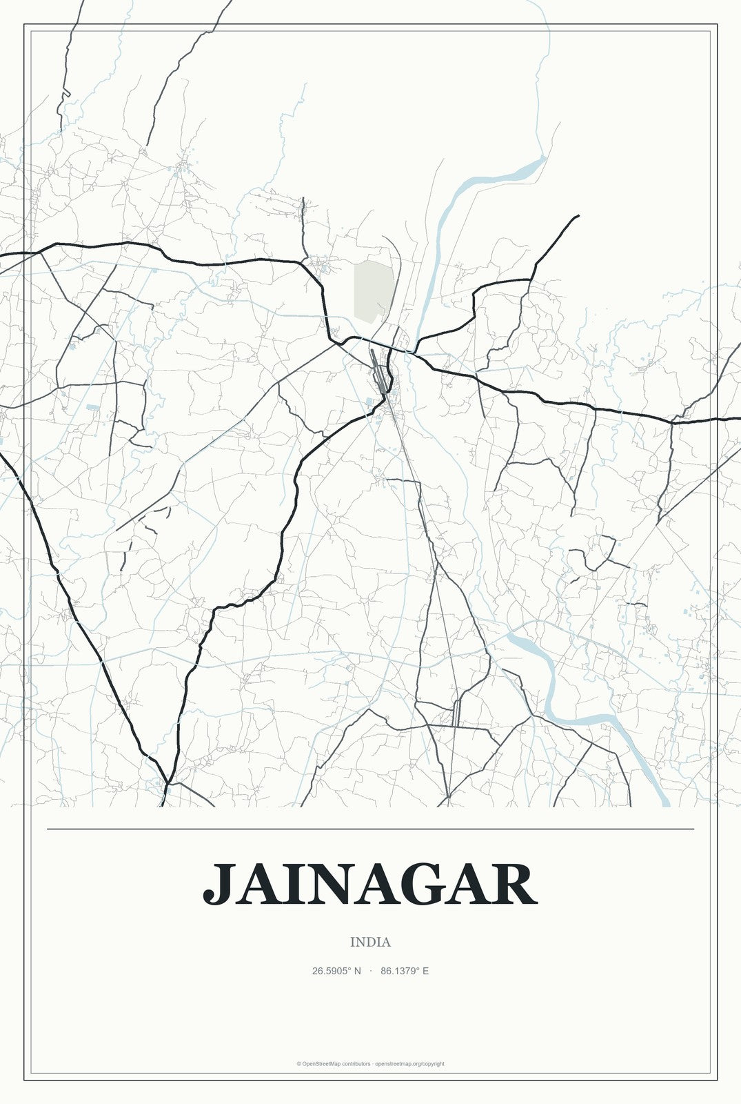 Jainagar, India City Map Aluminum Sign in Gallery Air style