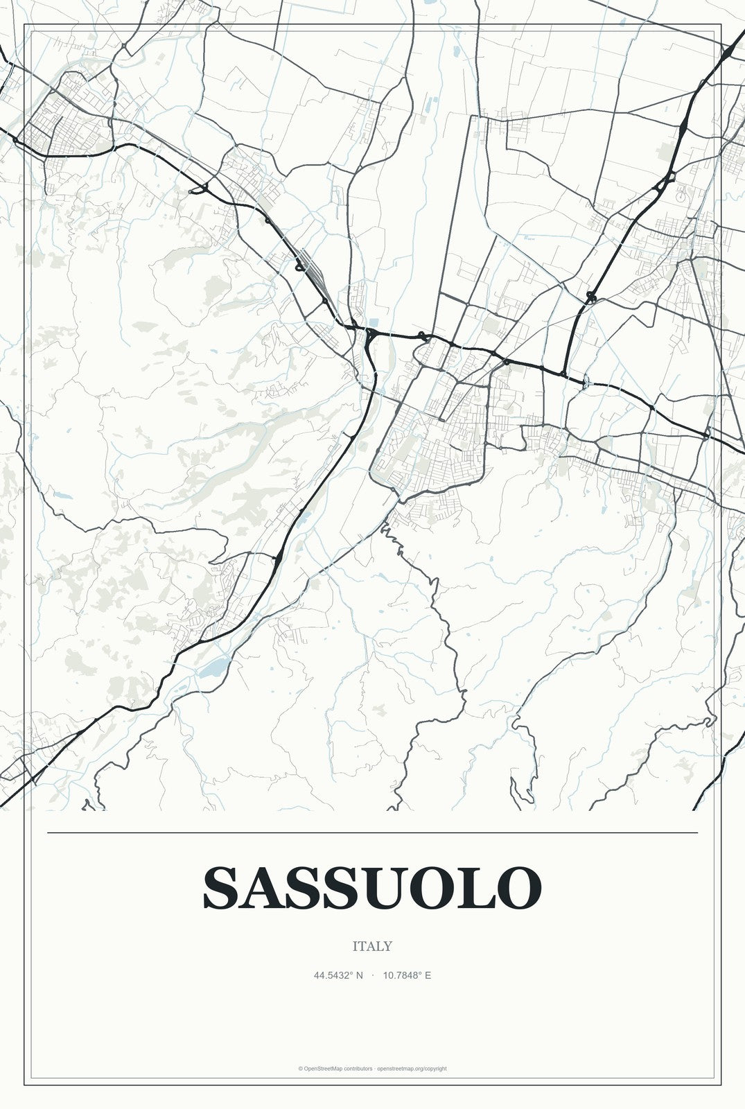 Sassuolo, Italy City Map Aluminum Sign in Gallery Air style