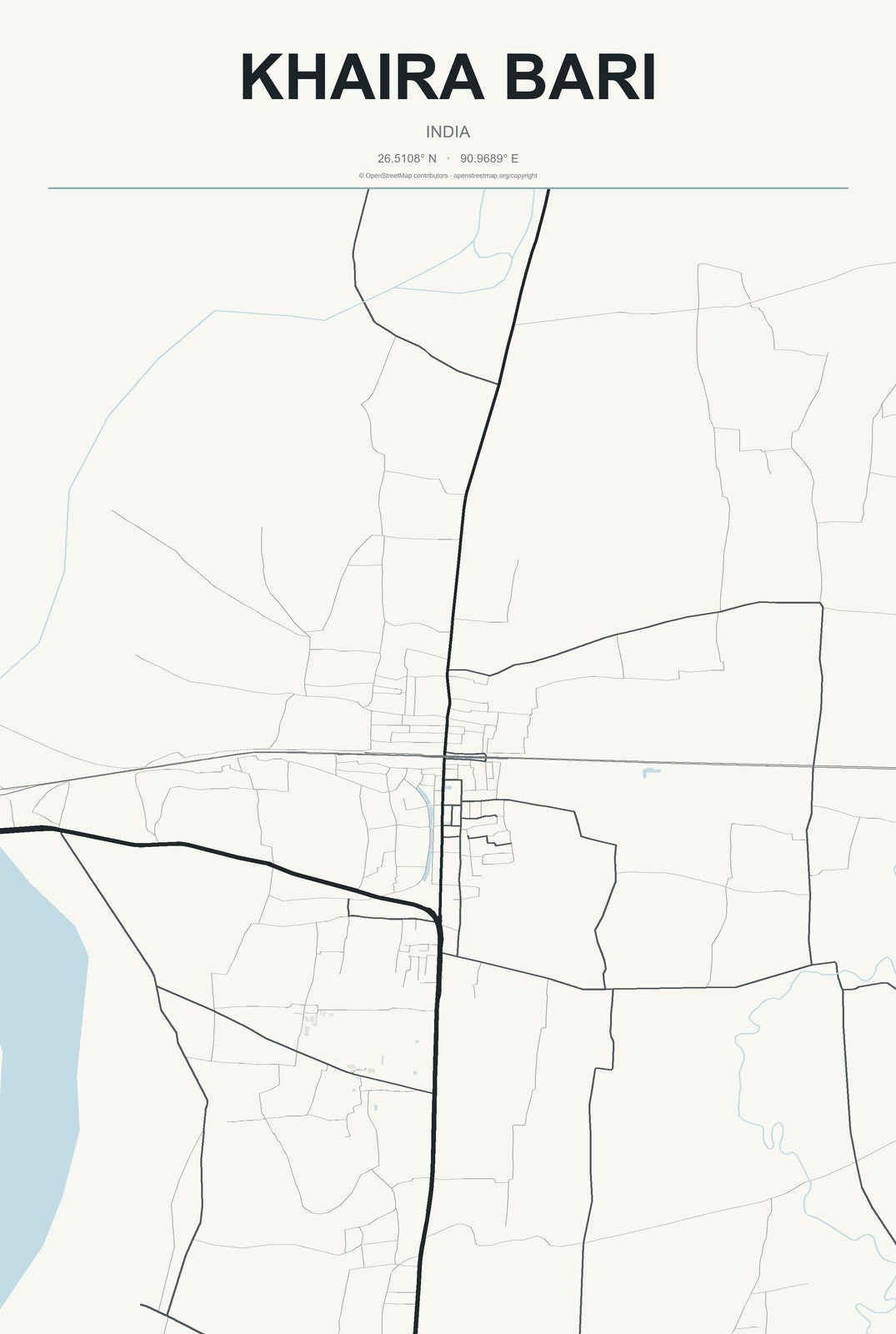Khaira Bari, India City Map Aluminum Sign in Headline Atlas style