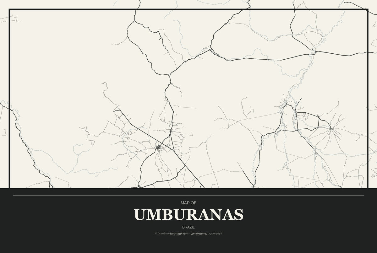 Umburanas, Brazil City Map Aluminum Sign in Museum Plaque style