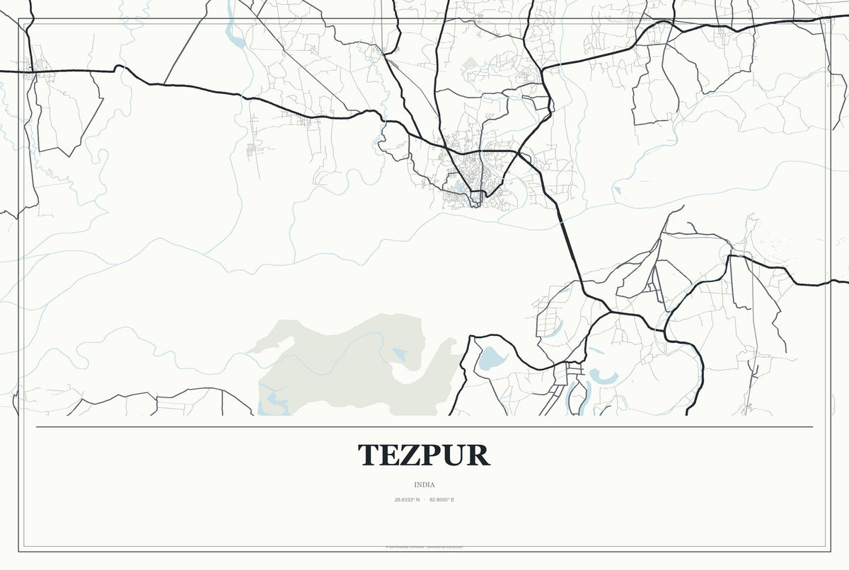 Tezpur, India City Map Aluminum Sign in Gallery Air style