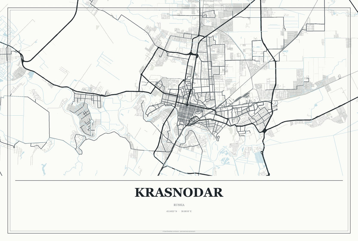 Krasnodar, Russia City Map Aluminum Sign in Gallery Air style