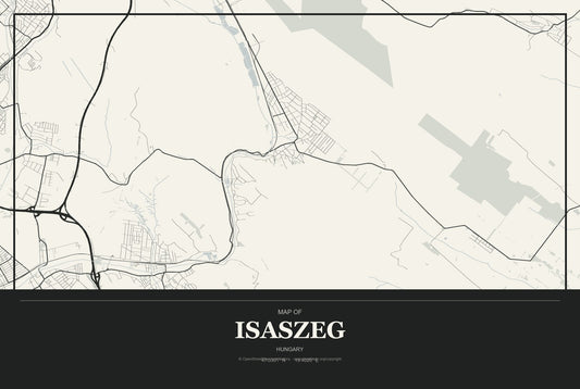 Isaszeg, Hungary City Map Aluminum Sign in Museum Plaque style
