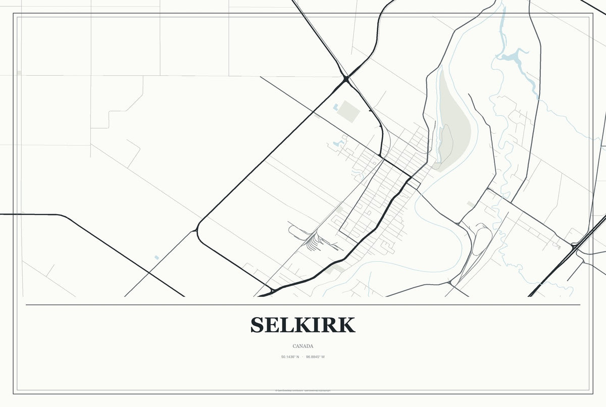 Selkirk, Canada City Map Aluminum Sign in Gallery Air style