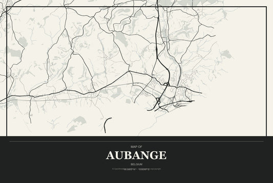 Aubange, Belgium City Map Aluminum Sign in Museum Plaque style