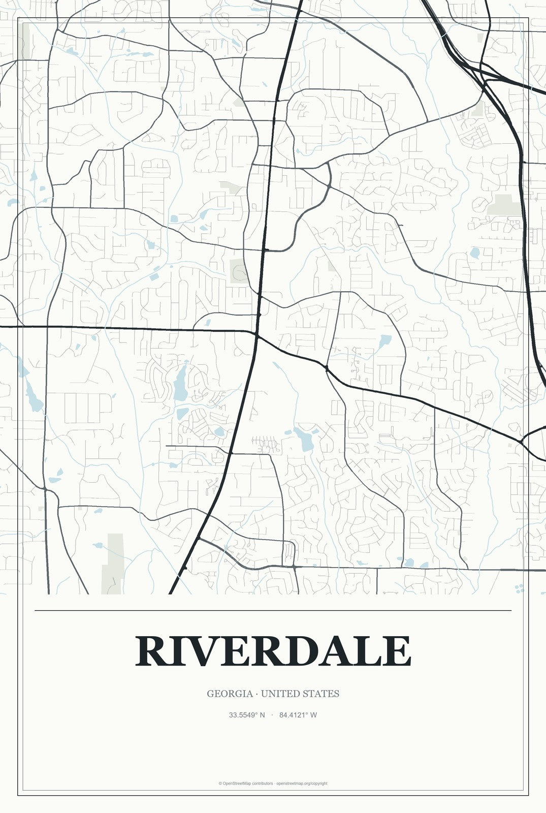 Riverdale, Georgia City Map Aluminum Sign in Gallery Air style