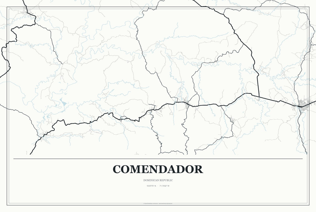 Comendador, Dominican Republic City Map Aluminum Sign in Gallery Air style