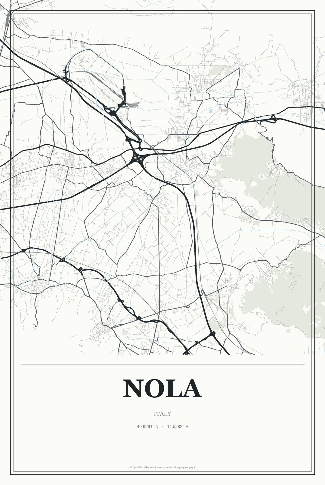 Nola, Italy City Map Aluminum Sign in Gallery Air style