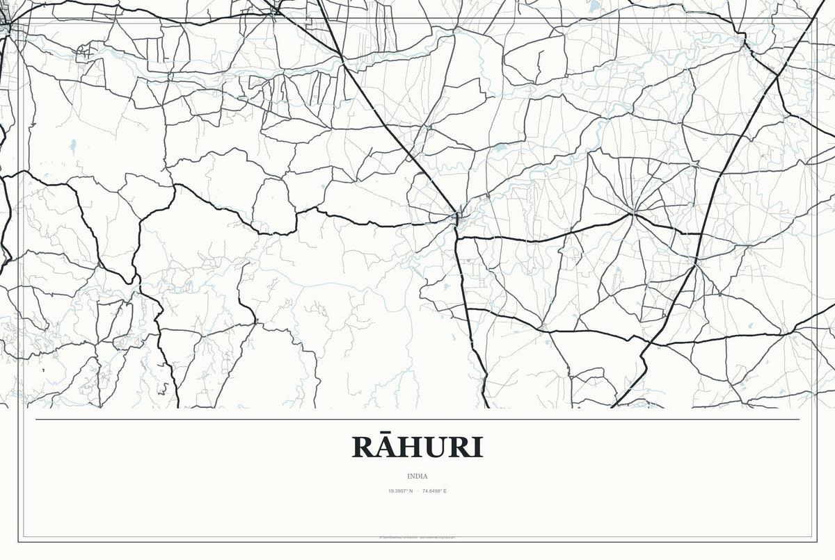Rāhuri, India City Map Aluminum Sign in Gallery Air style