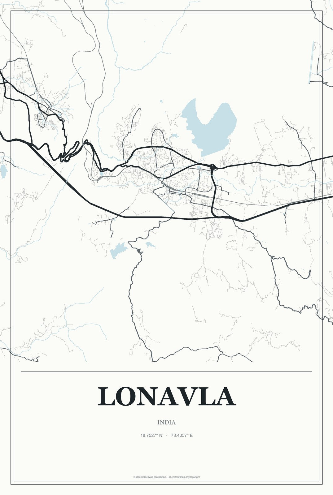 Lonavla, India City Map Aluminum Sign in Gallery Air style