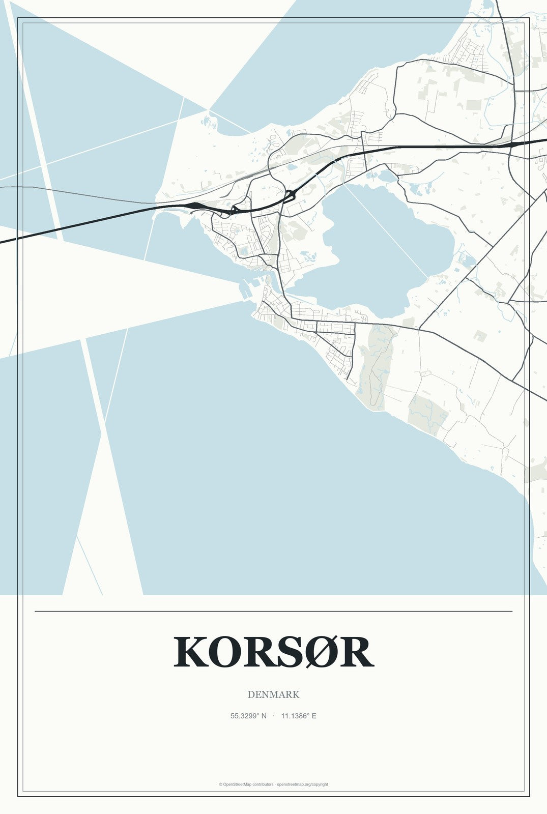 Korsør, Denmark City Map Aluminum Sign in Gallery Air style