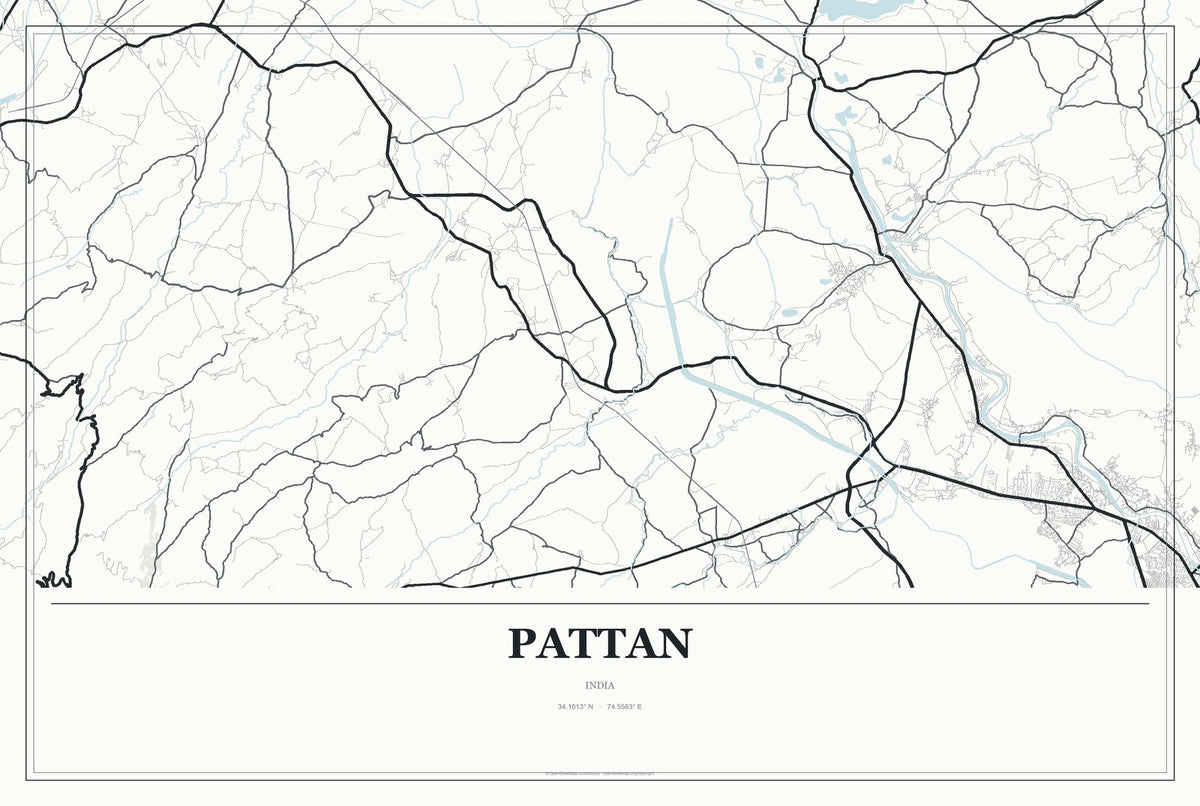 Pattan, India City Map Aluminum Sign in Gallery Air style