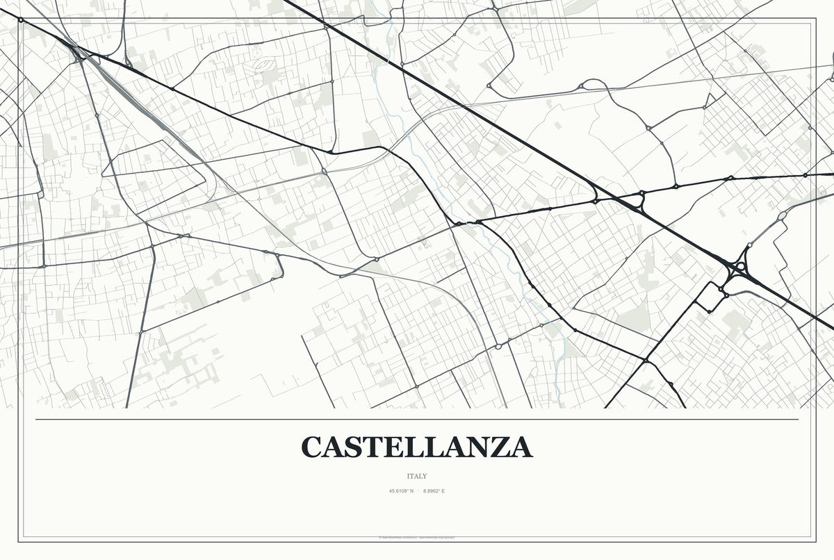 Castellanza, Italy City Map Aluminum Sign in Gallery Air style
