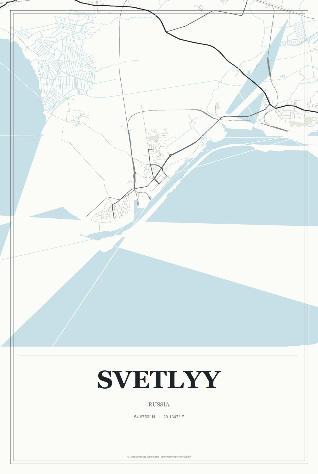 Svetlyy, Saratov Oblast, Russia City Map Aluminum Sign in Gallery Air style