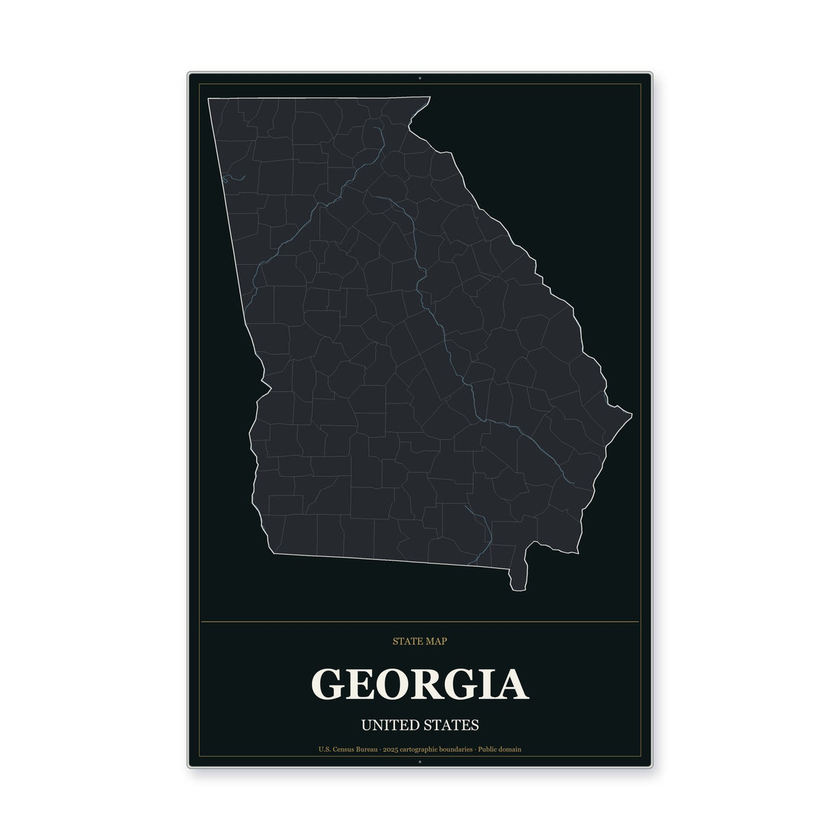 Georgia state map aluminum sign in Metropolitan Noir style