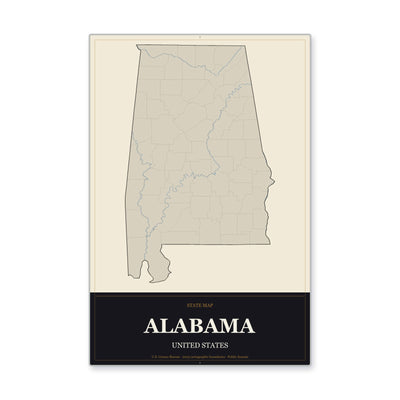 Alabama map in Museum Plaque style