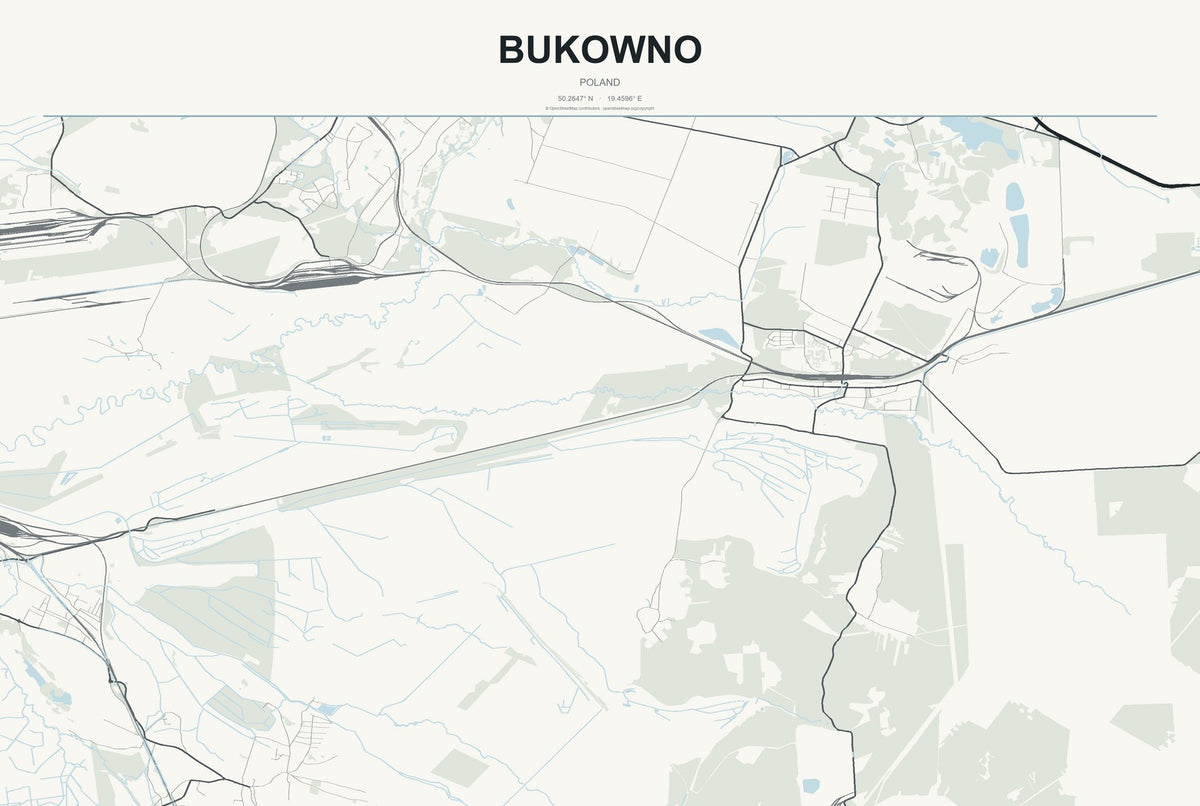 Bukowno, Poland City Map Aluminum Sign in Headline Atlas style