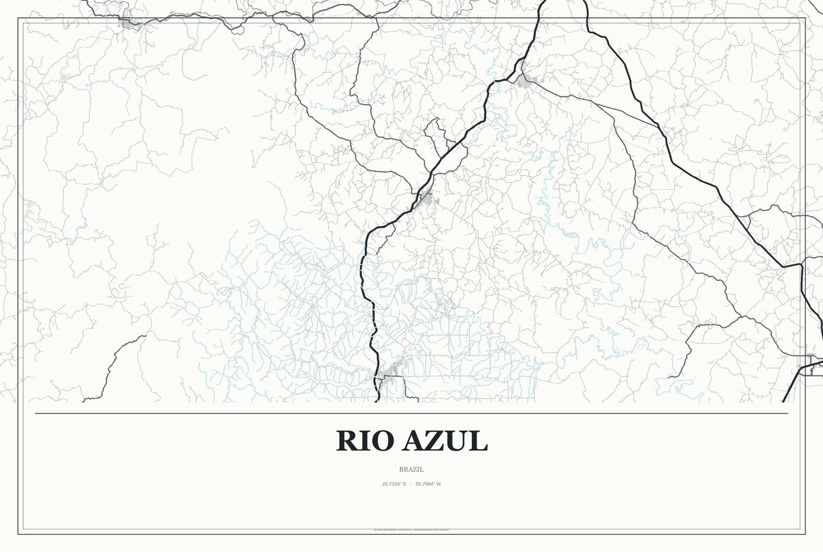 Rio Azul, Brazil City Map Aluminum Sign in Gallery Air style