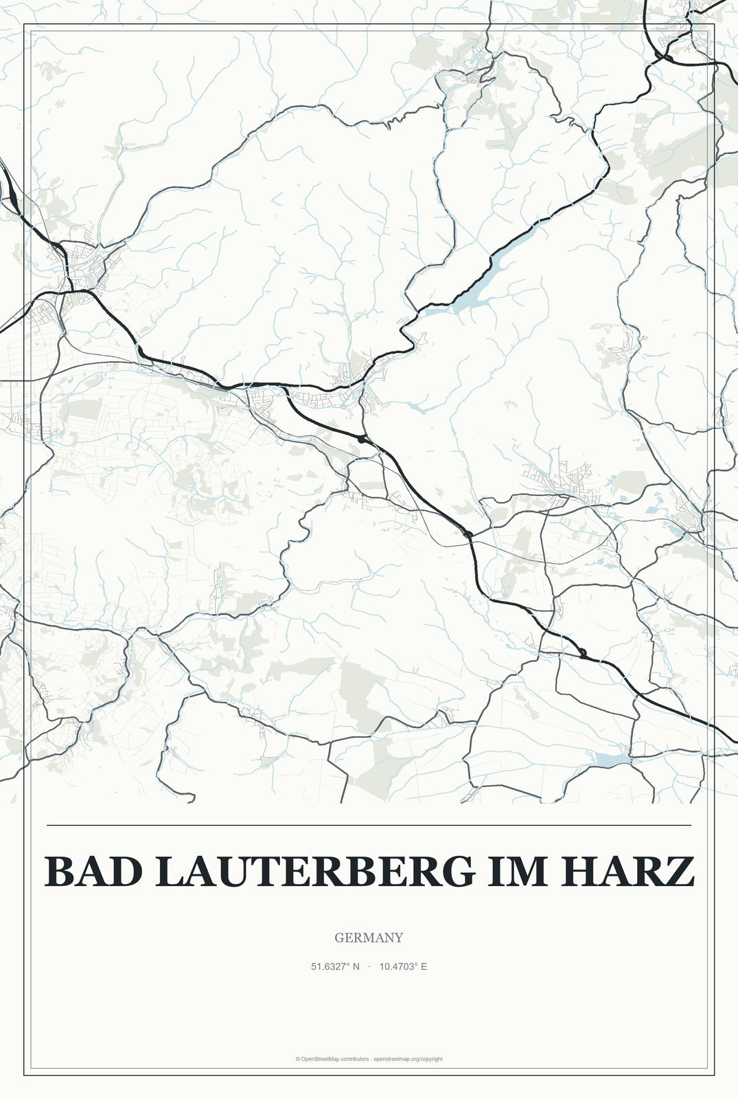 Bad Lauterberg im Harz, Germany City Map Aluminum Sign in Gallery Air style