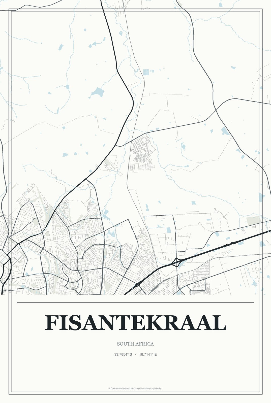 Fisantekraal, South Africa City Map Aluminum Sign in Gallery Air style