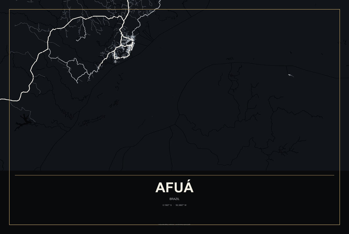 Afuá, Brazil City Map Aluminum Sign in Metropolitan Noir style